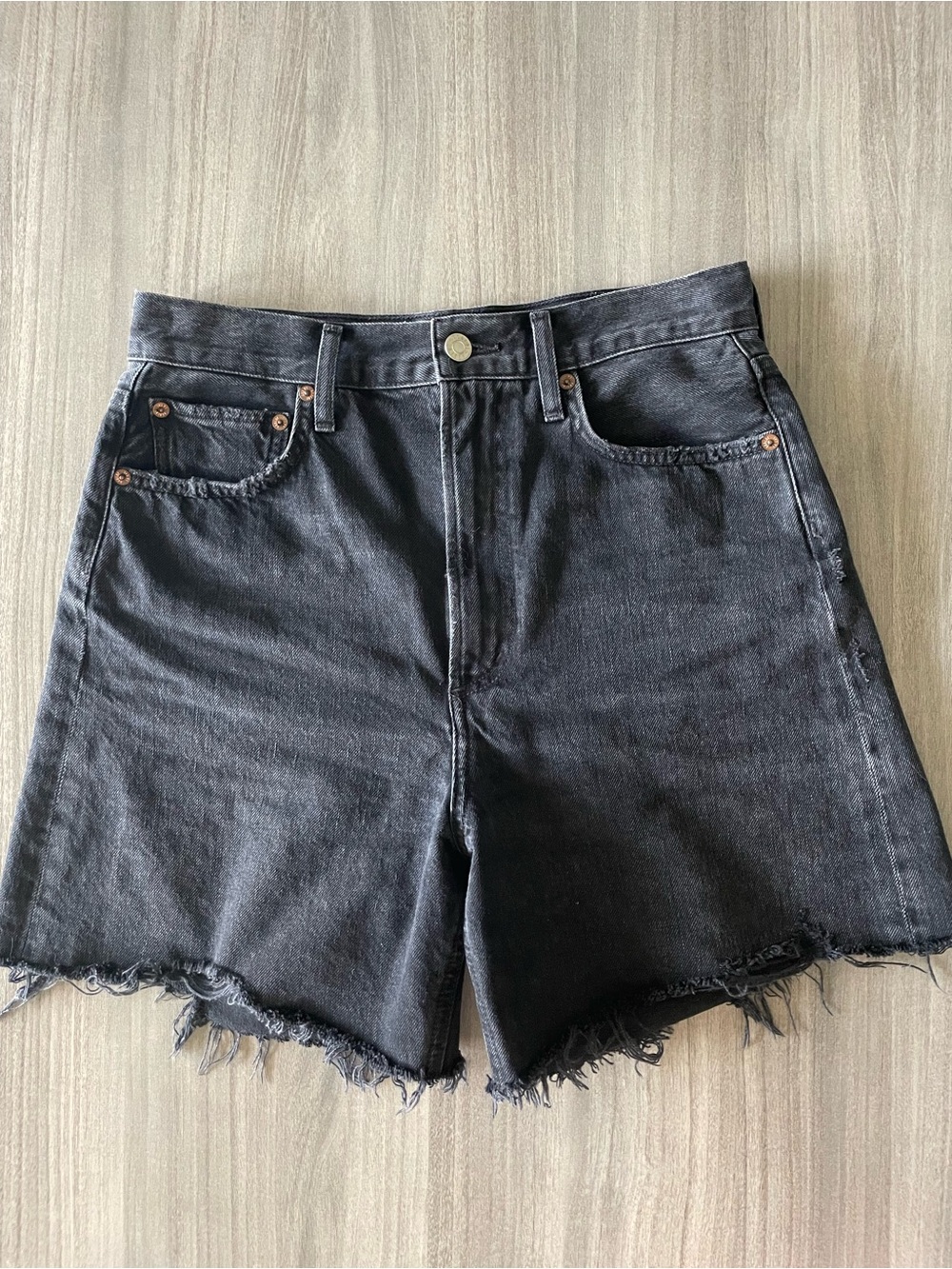 AGOLDE Black Distressed Denim Cutoff Shorts Size 27